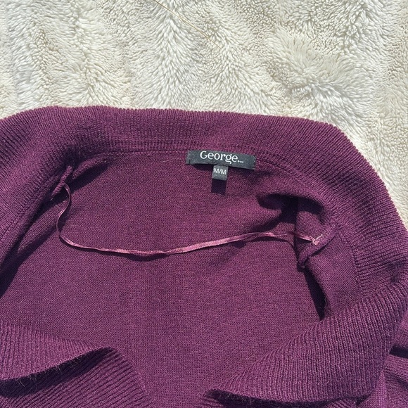 George Plum Ruffle Hem Open Front Cardigan Size M | Cozy Fall Layering Essential - Picture 2 of 5